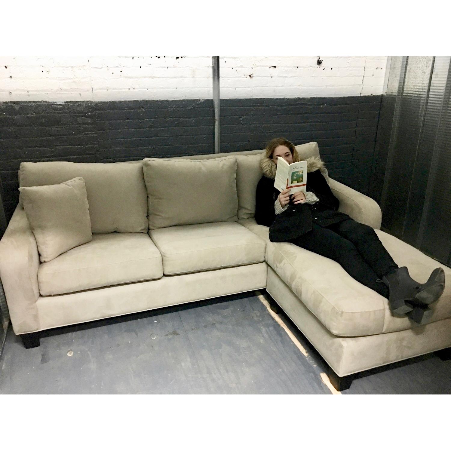 Raymour & Flanigan Microfiber Sectional Sofa w/ Queen Sleeper AptDeco