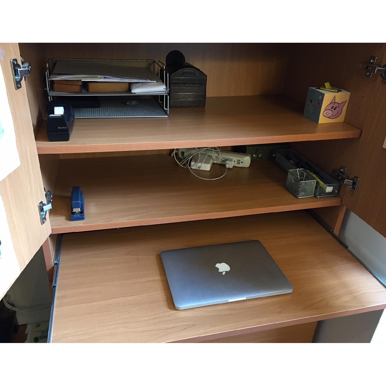 Custom-Made All-in-One Bookshelf w/ Desk & Filing Cabinet Unit - image-2