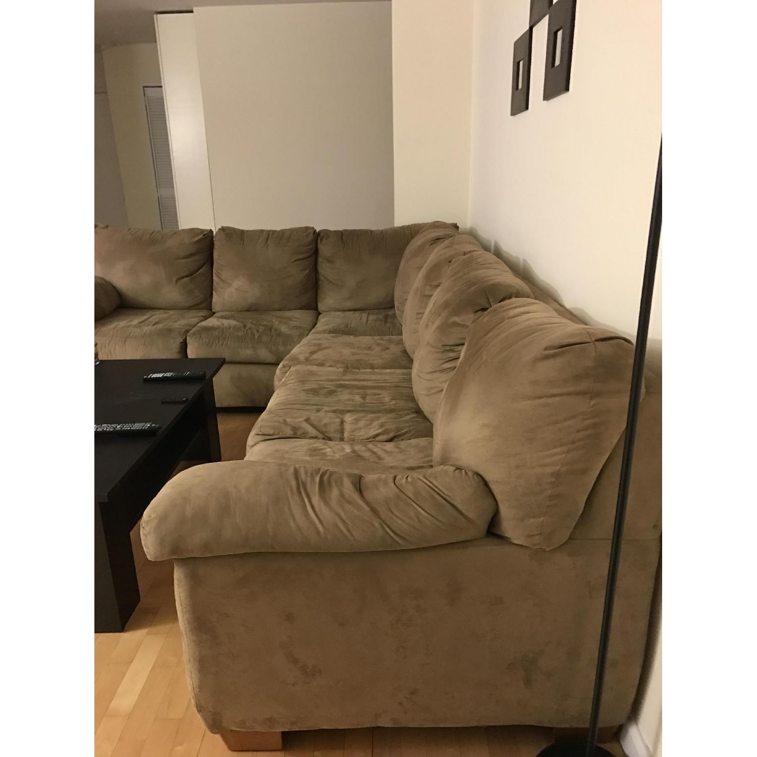 Jennifer Convertibles Tan Sectional Sofa w/ Full Size Pullout Bed - image-2