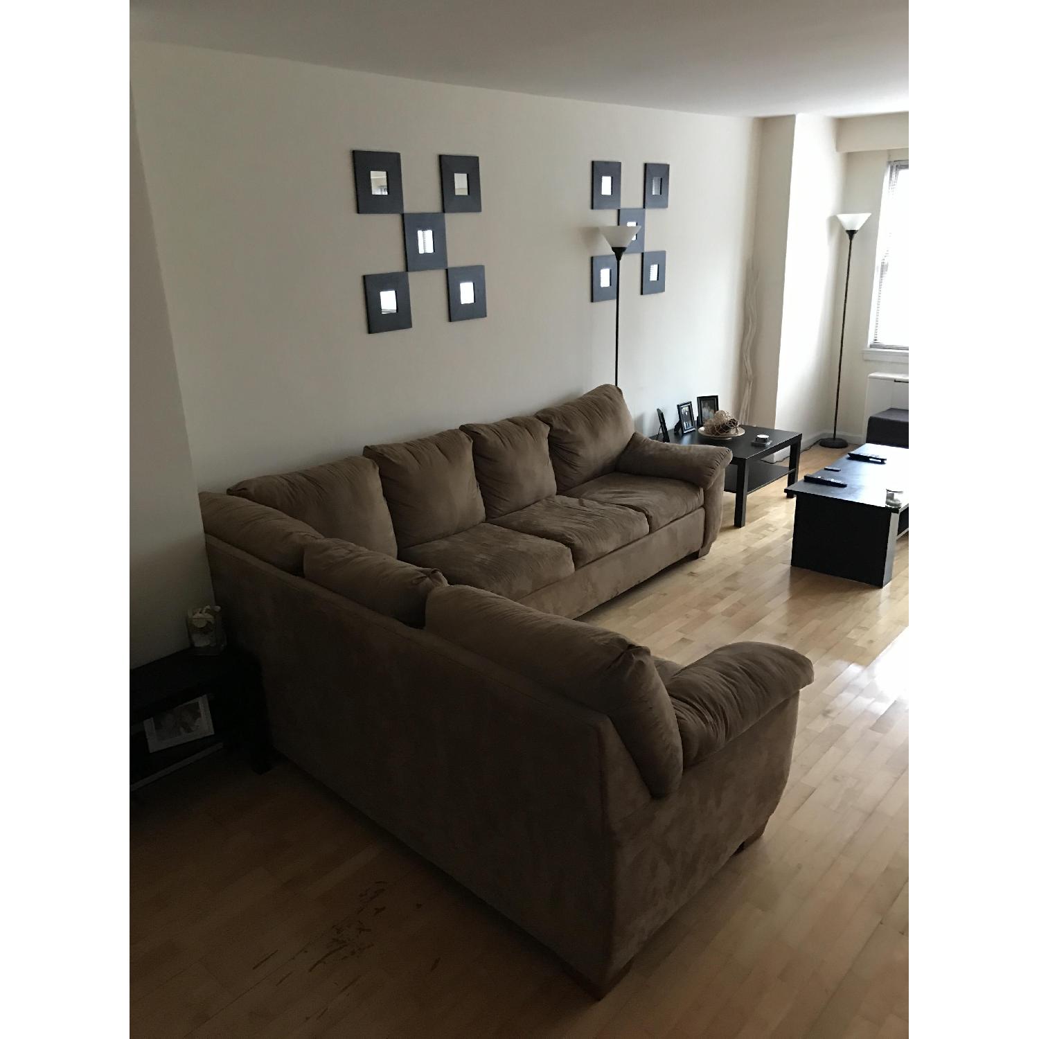 Jennifer Convertibles Tan Sectional Sofa w/ Full Size Pullout Bed - image-4
