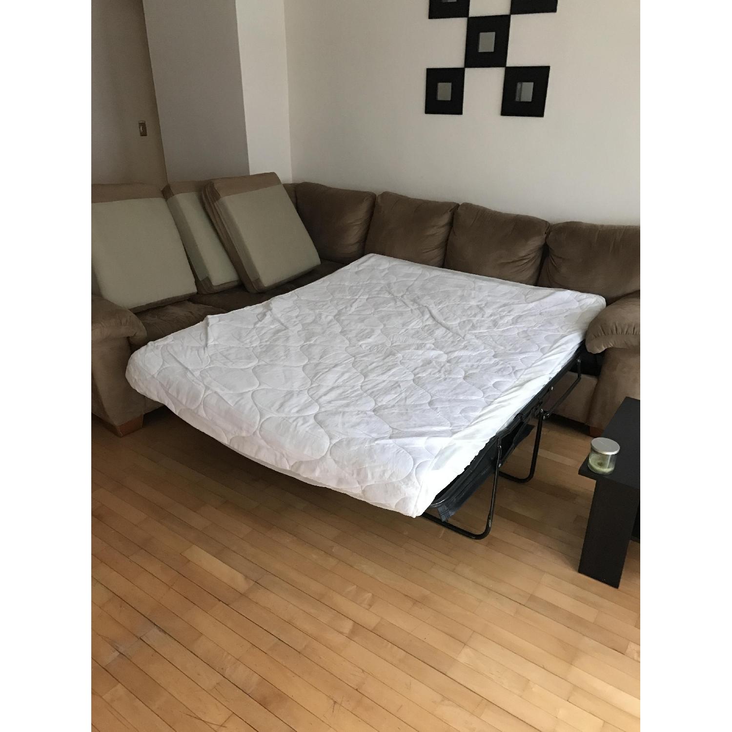 Jennifer Convertibles Tan Sectional Sofa w/ Full Size Pullout Bed - image-5