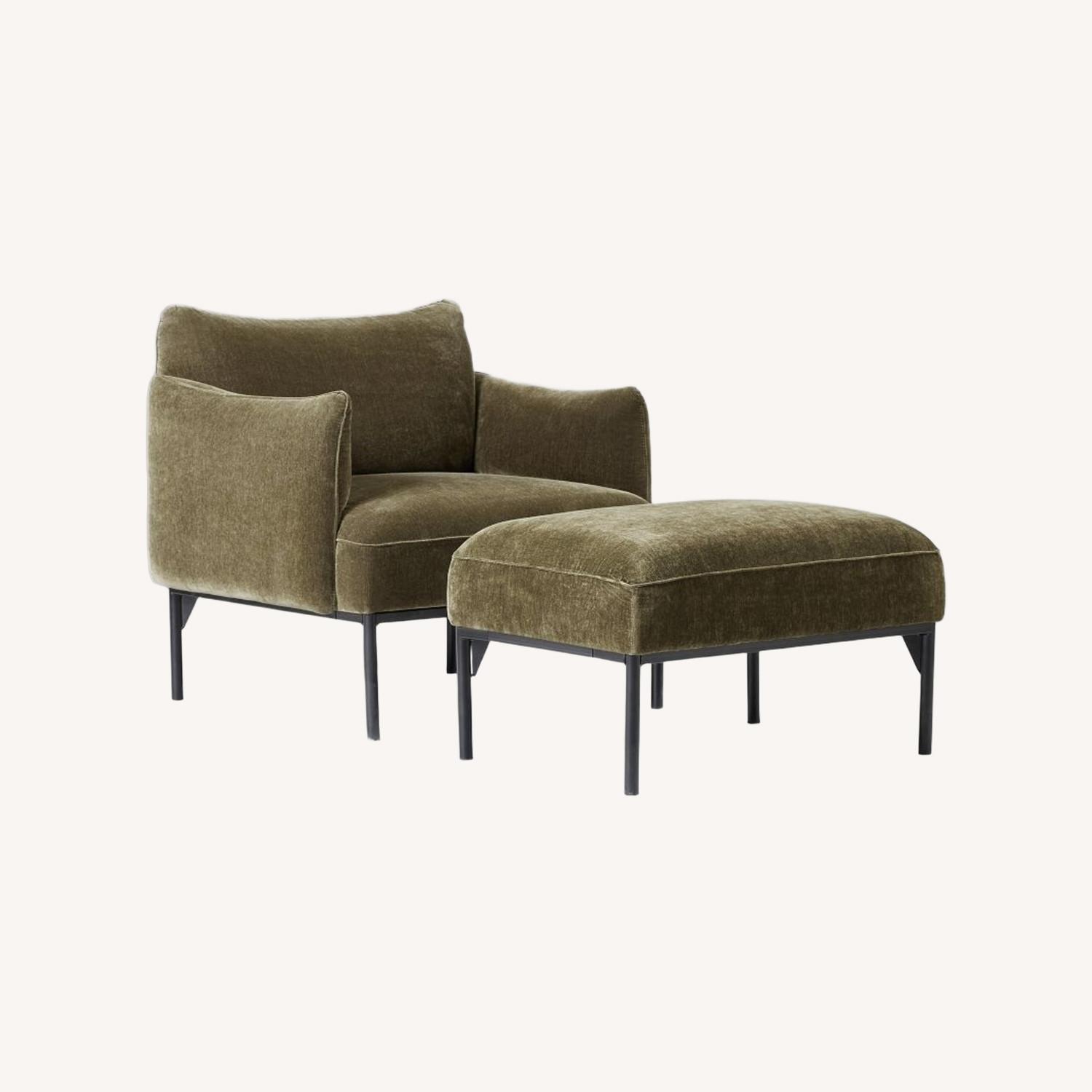 West Elm Green Penn Chair & Ottoman Set  - image-0