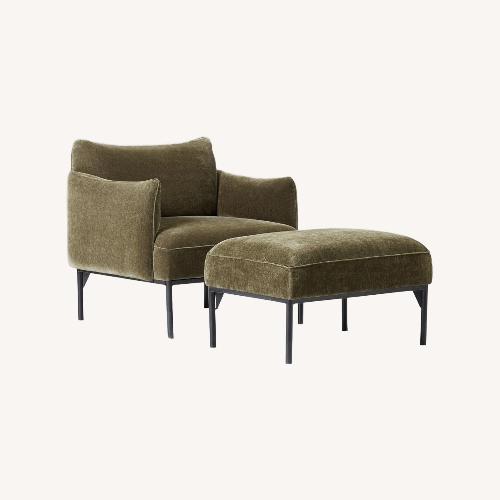 Used West Elm Green Penn Chair & Ottoman Set  for sale on AptDeco
