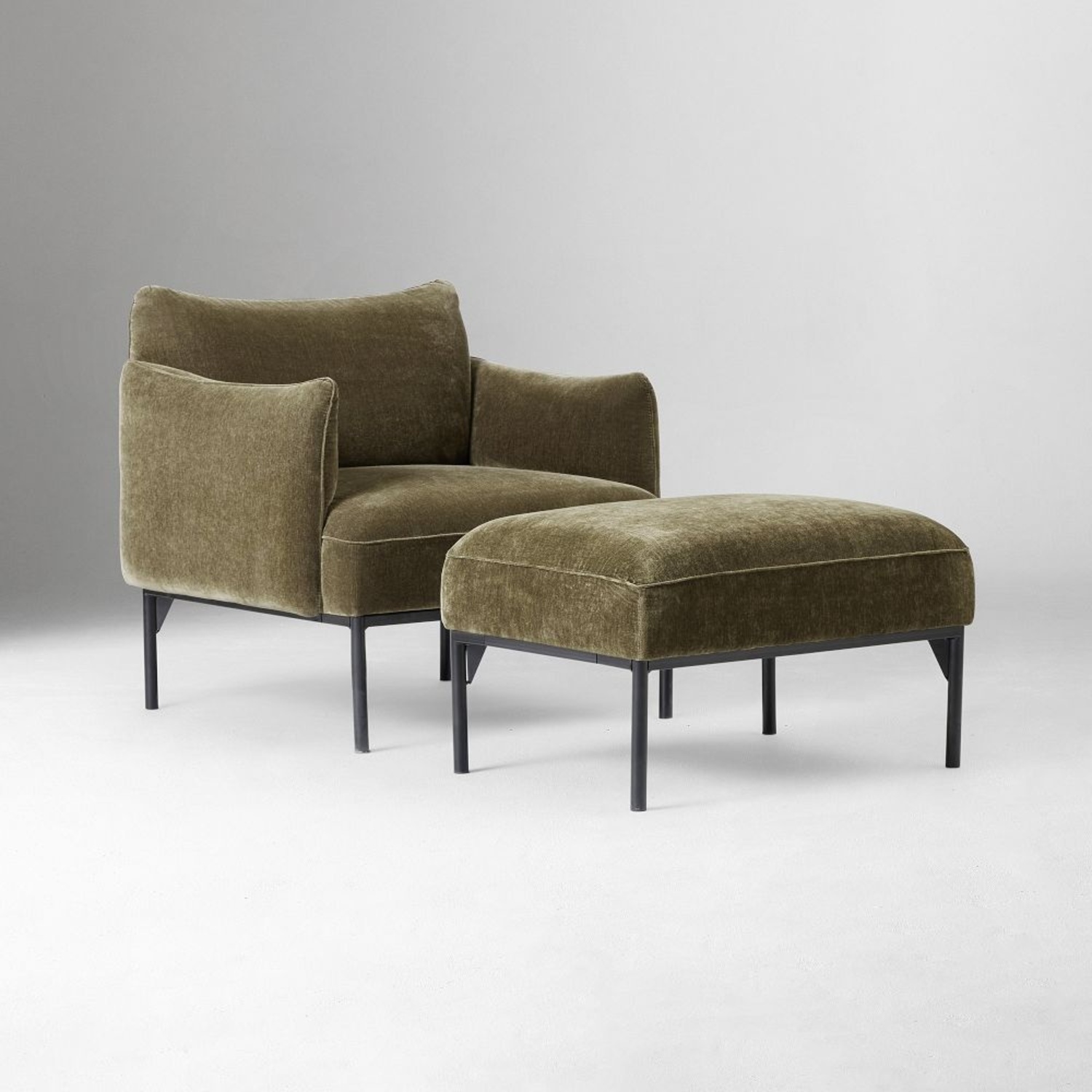 West Elm Green Penn Chair & Ottoman Set  - image-7