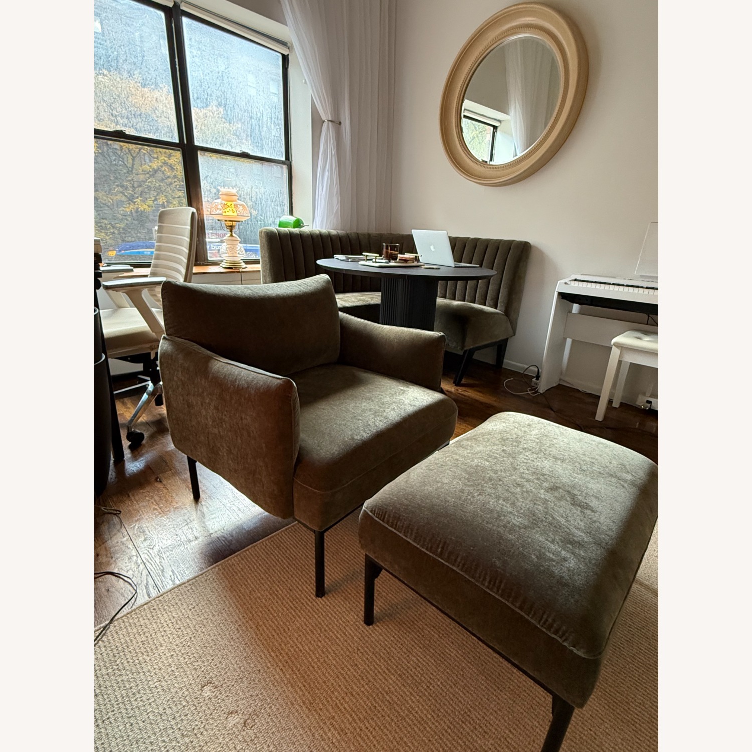 West Elm Green Penn Chair & Ottoman Set  - image-3