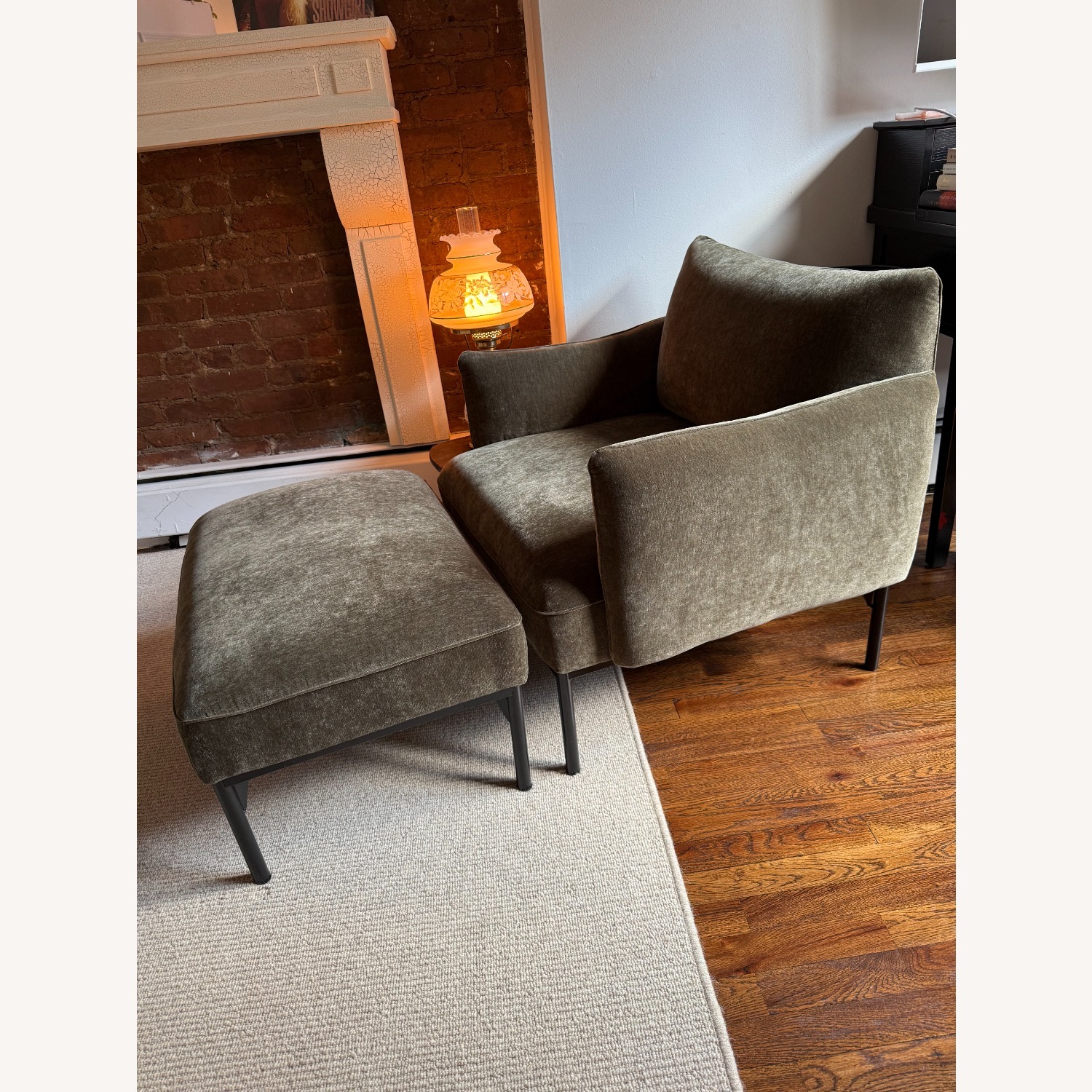 West Elm Green Penn Chair & Ottoman Set  - image-1