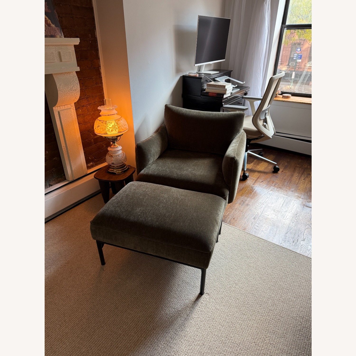 West Elm Green Penn Chair & Ottoman Set  - image-2