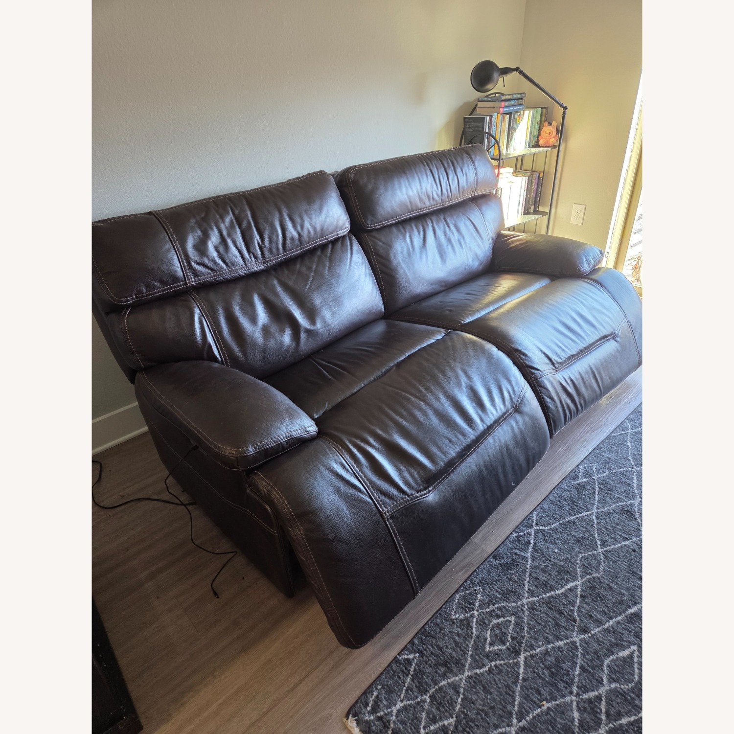 Havertys Dark Brown Leather 2 Seater Sofa - image-2