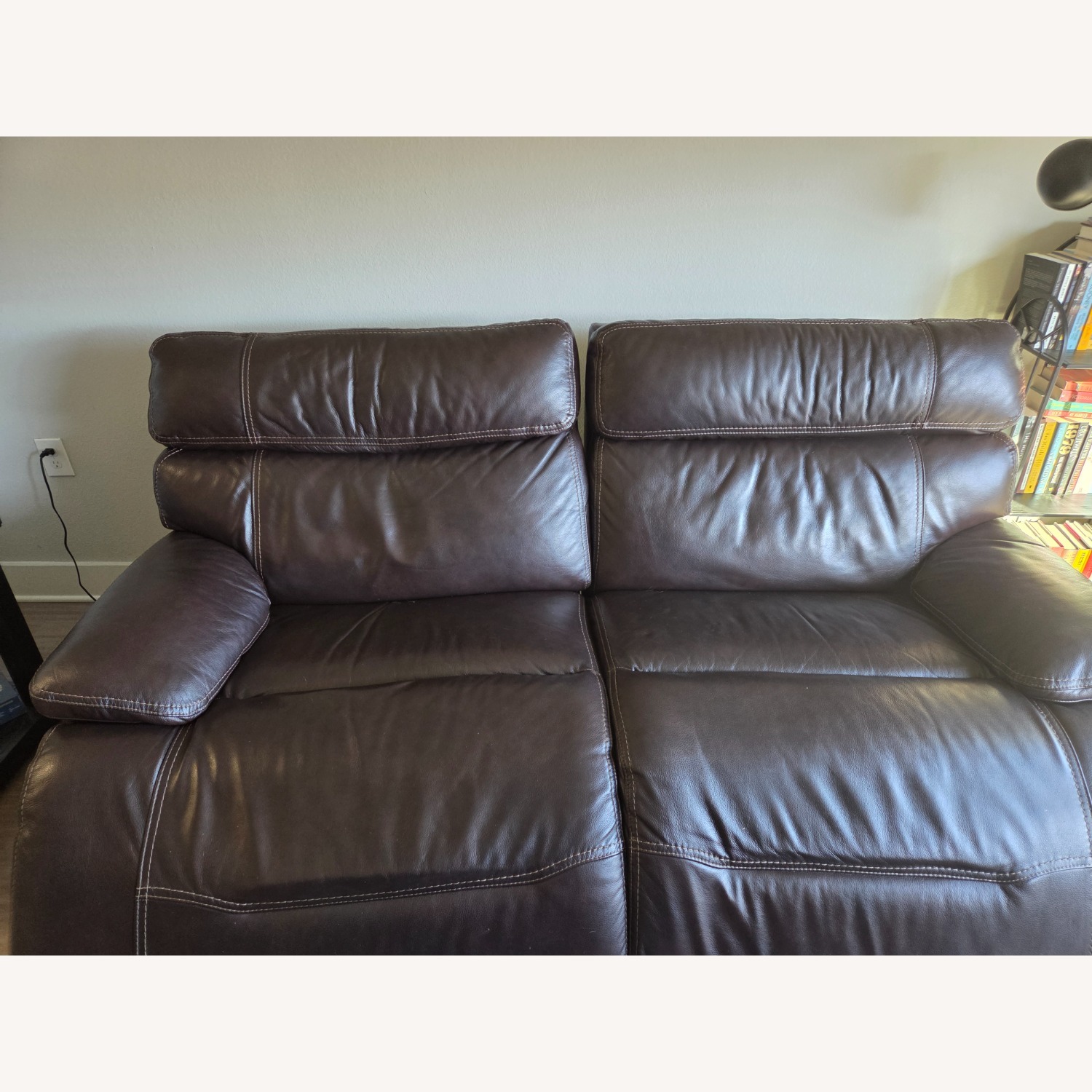 Havertys Dark Brown Leather 2 Seater Sofa - image-1