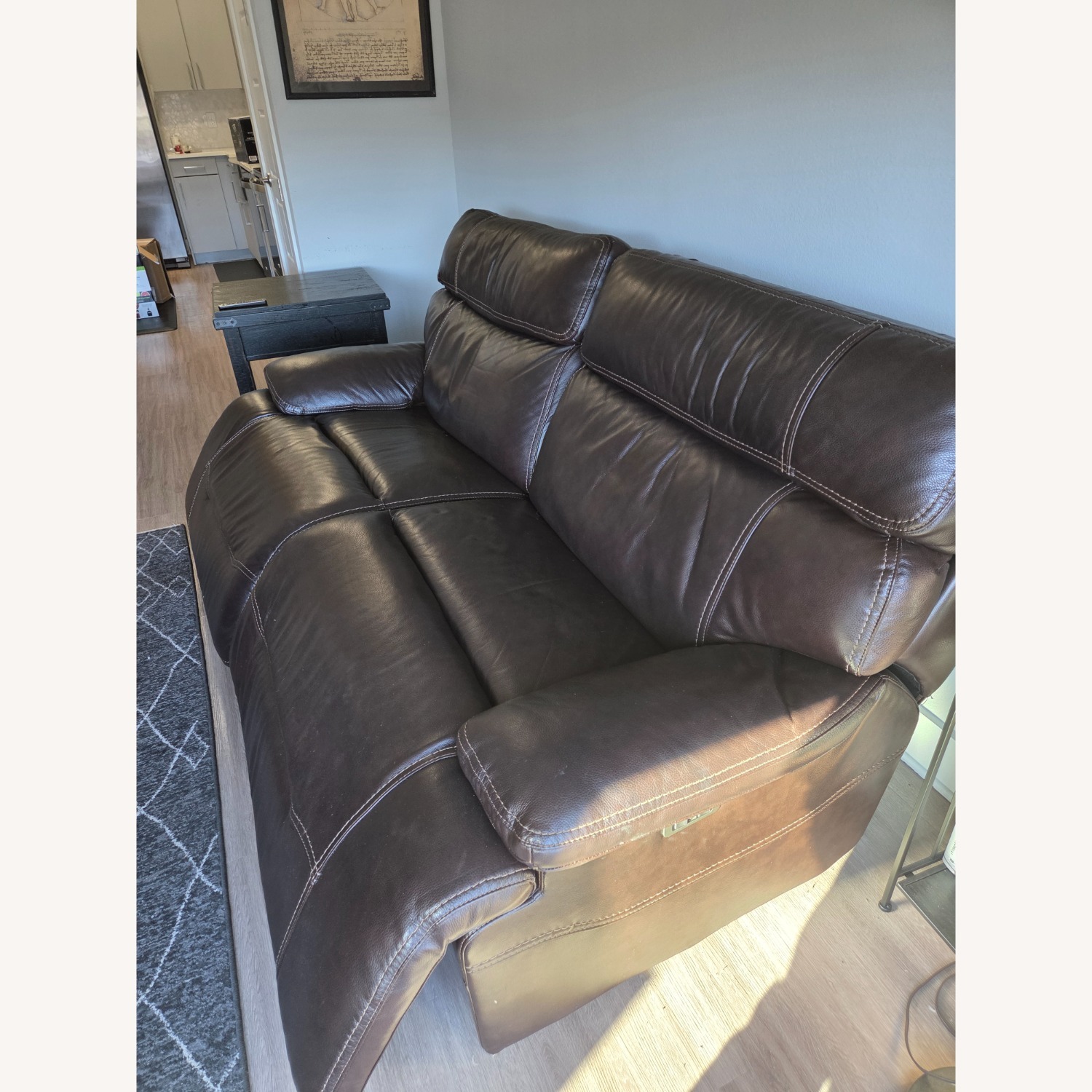 Havertys Dark Brown Leather 2 Seater Sofa - image-3