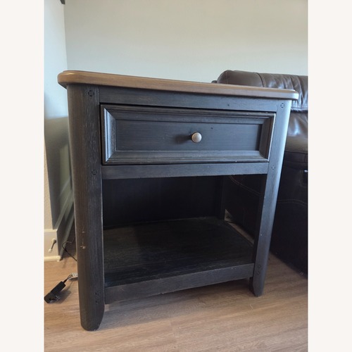 Used Havertys Dark Brown Wood Side Table for sale on AptDeco