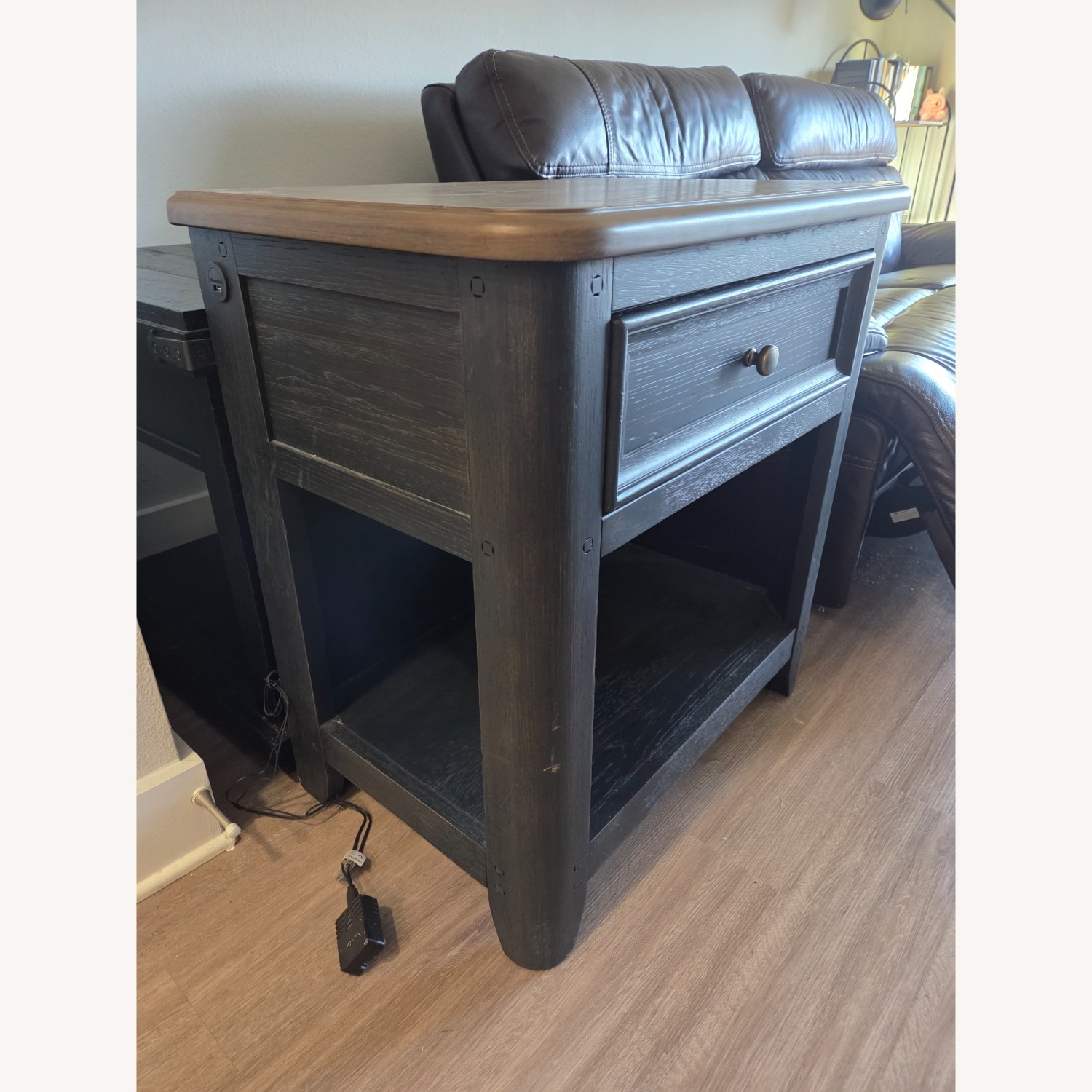 Havertys Dark Brown Wood Side Table - image-2