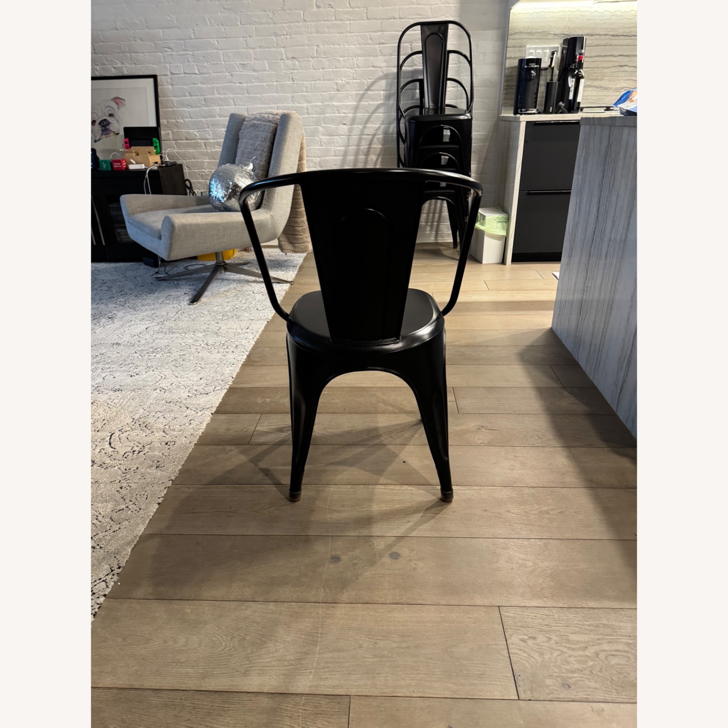 Restoration Hardware Black Metal Dining Chairs - image-6