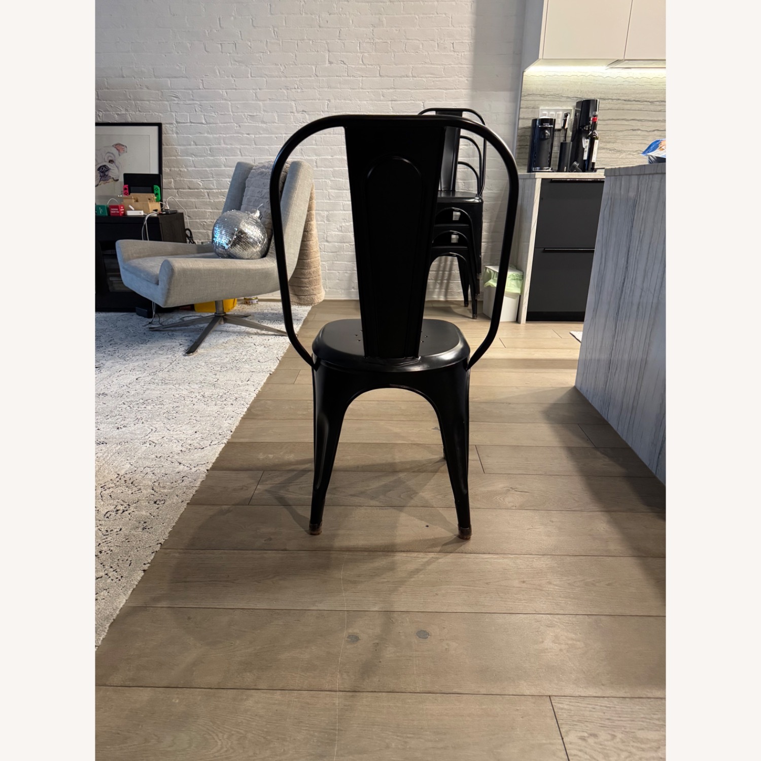 Restoration Hardware Black Metal Dining Chairs - image-3