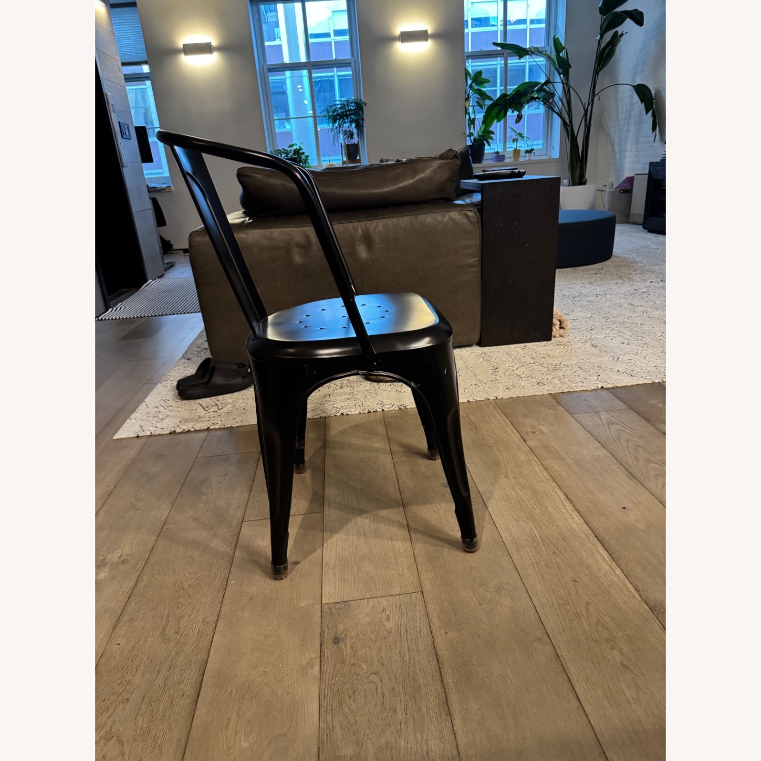 Restoration Hardware Black Metal Dining Chairs - image-5