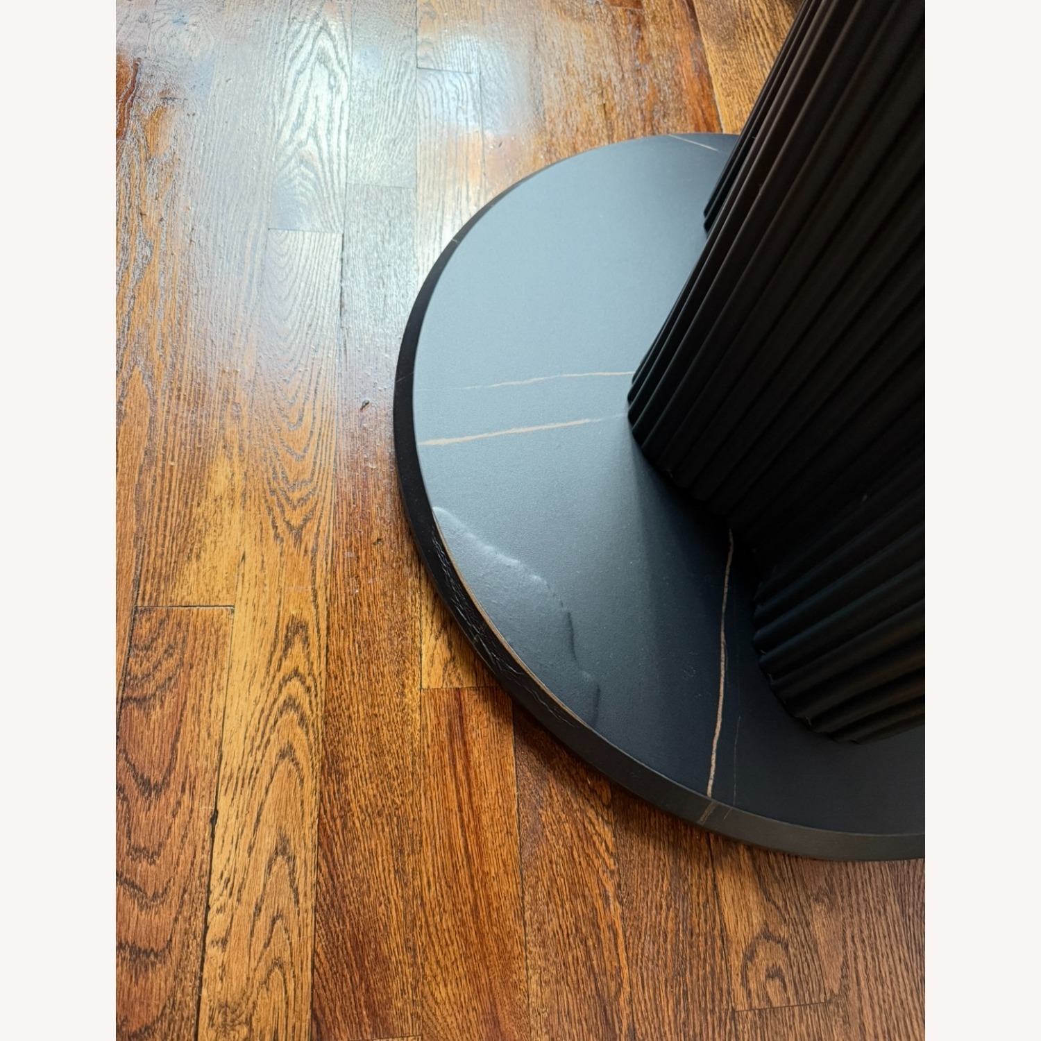 Black Faux Marble Dining Table with Fluted Base - image-5
