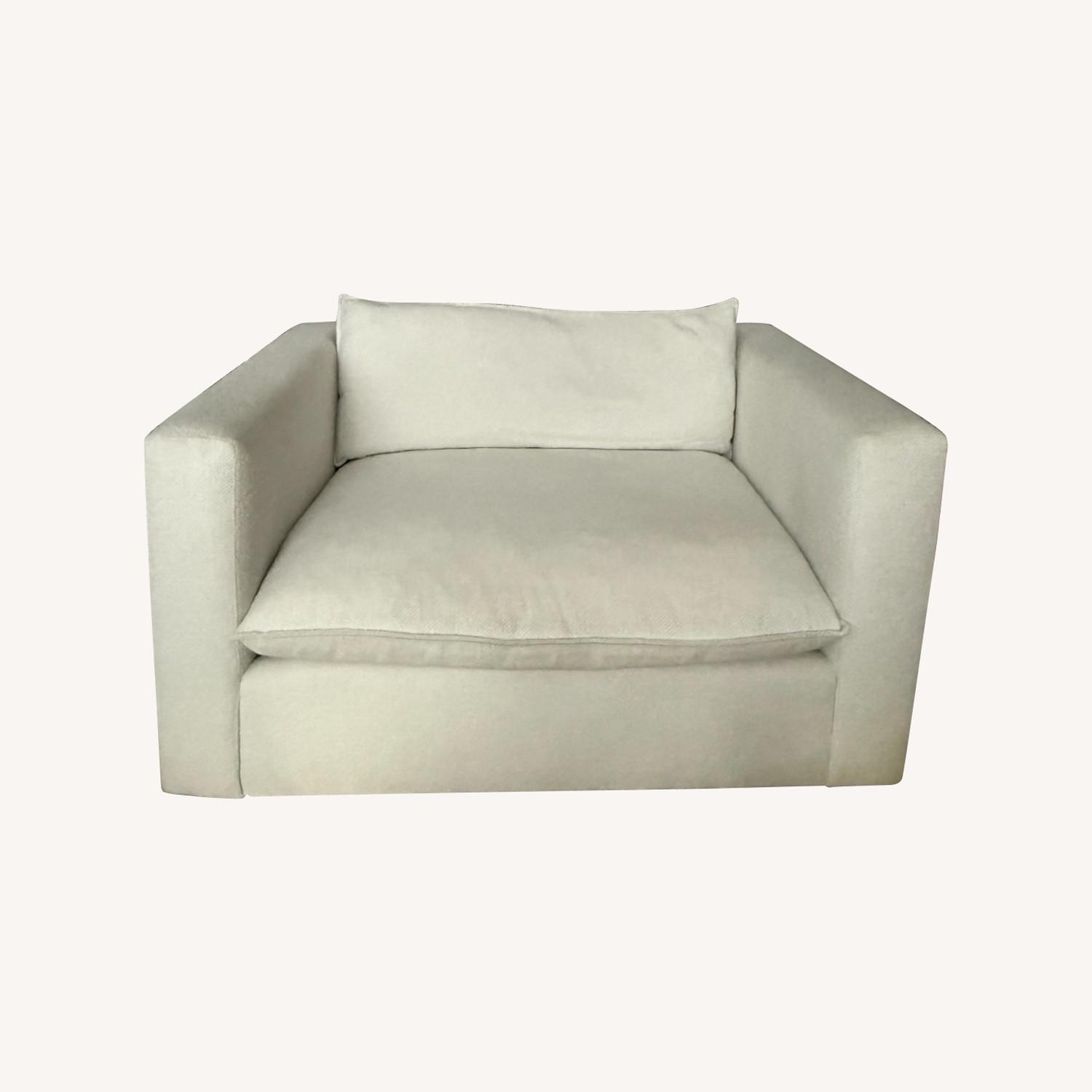 Crate & Barrel Lotus White Chair and a Half - image-0