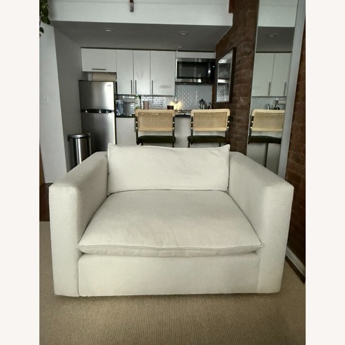 Used Crate & Barrel Lotus White Chair and a Half for sale on AptDeco