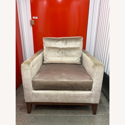 Used Kravet Lorane Chair Light Gray Velvet Armchair for sale on AptDeco