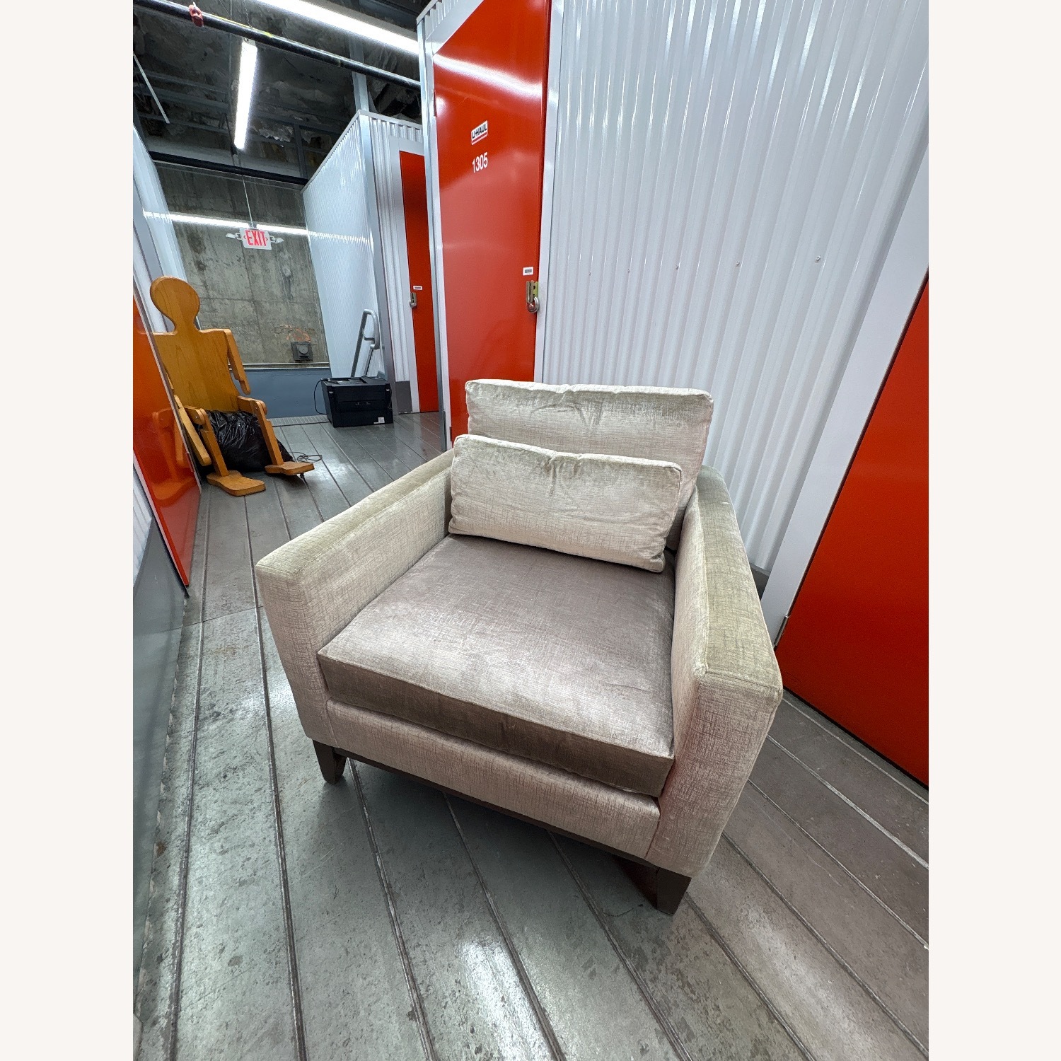 Kravet Lorane Chair Light Gray Velvet Armchair - image-2