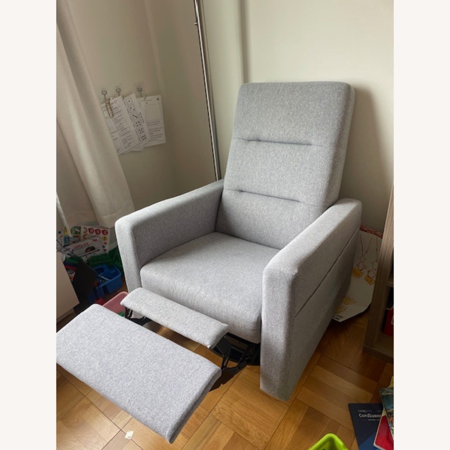 Dutailier Light Gray Fabric Glider Chair - image-2