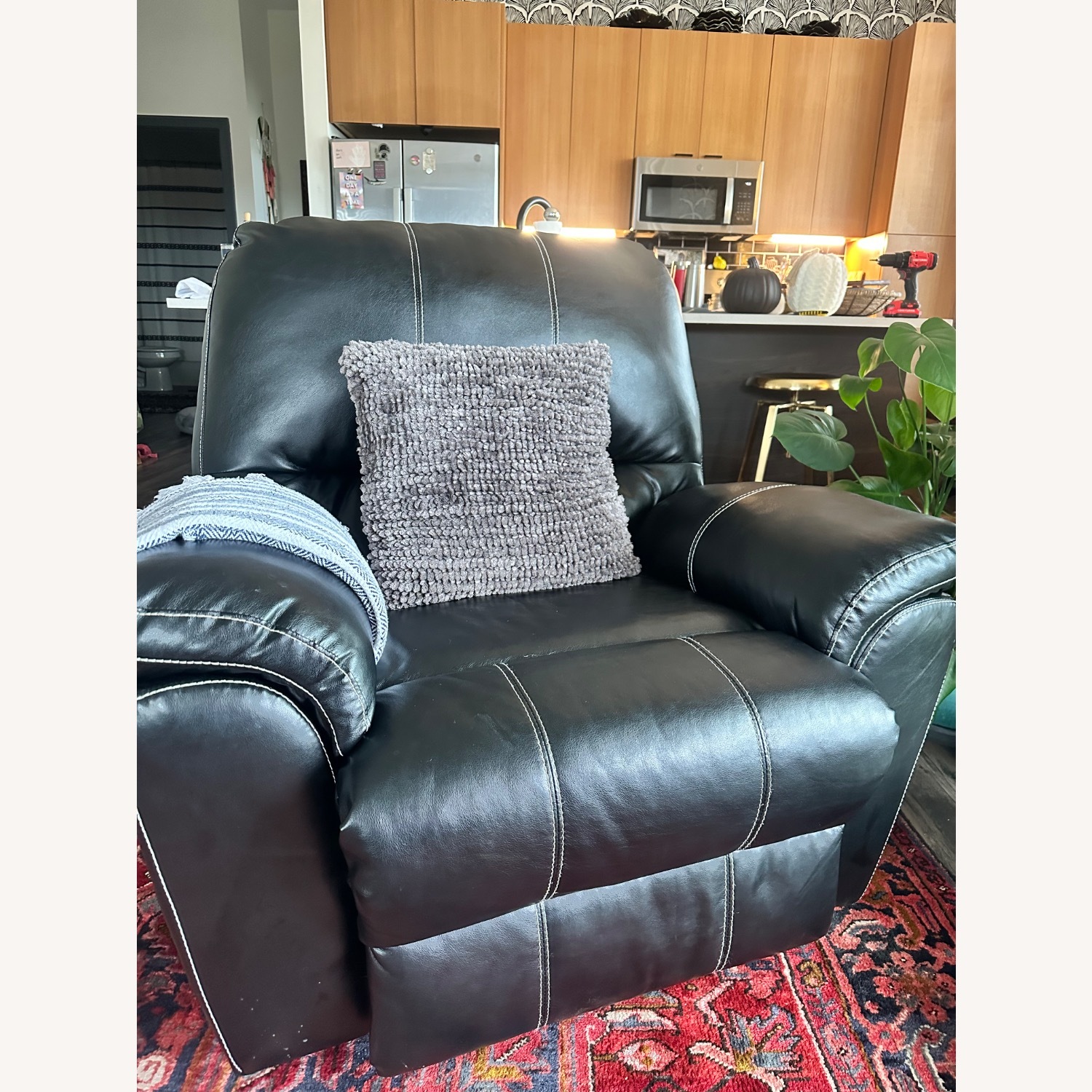 Black Faux Leather Recliner - image-18