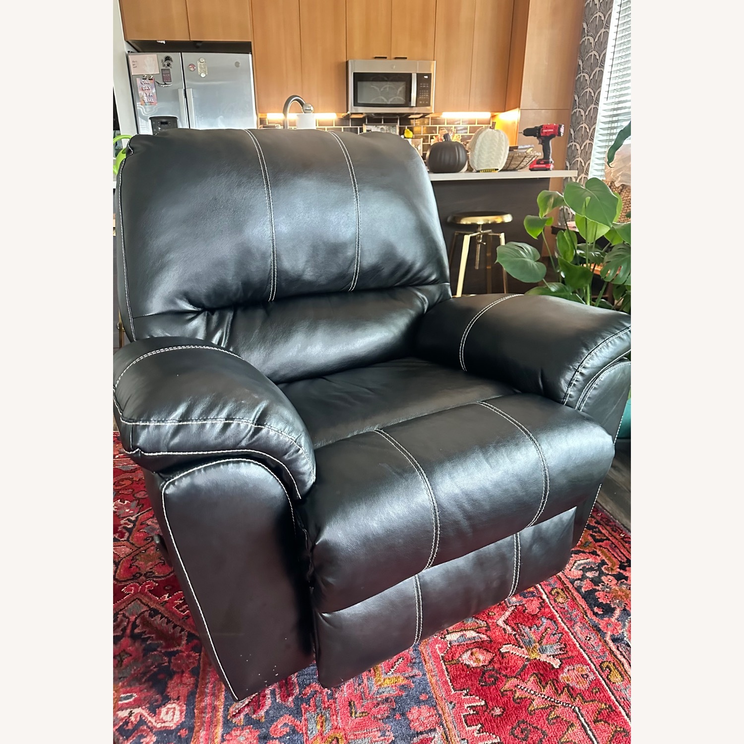 Black Faux Leather Recliner - image-8