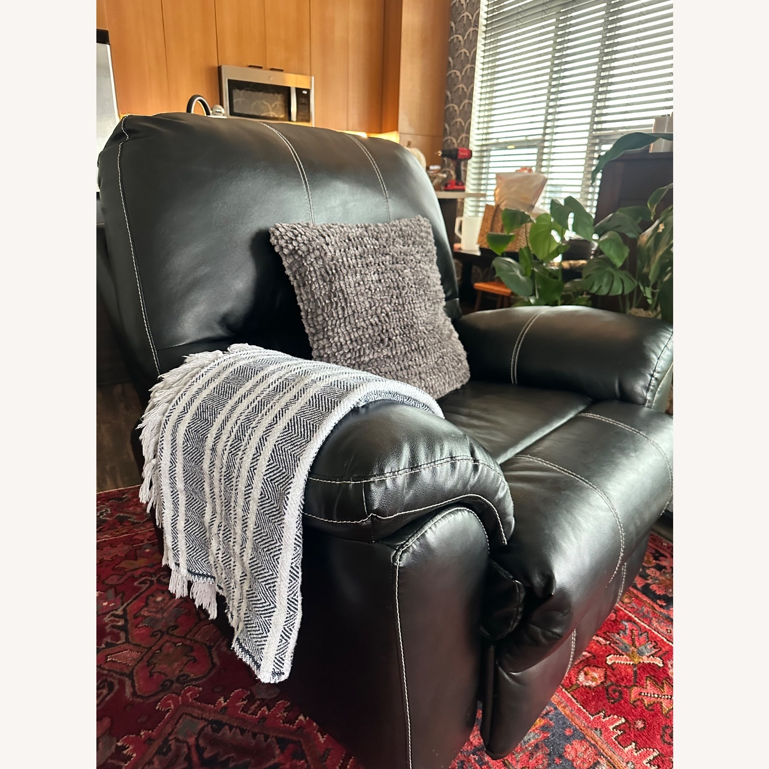Black Faux Leather Recliner - image-2