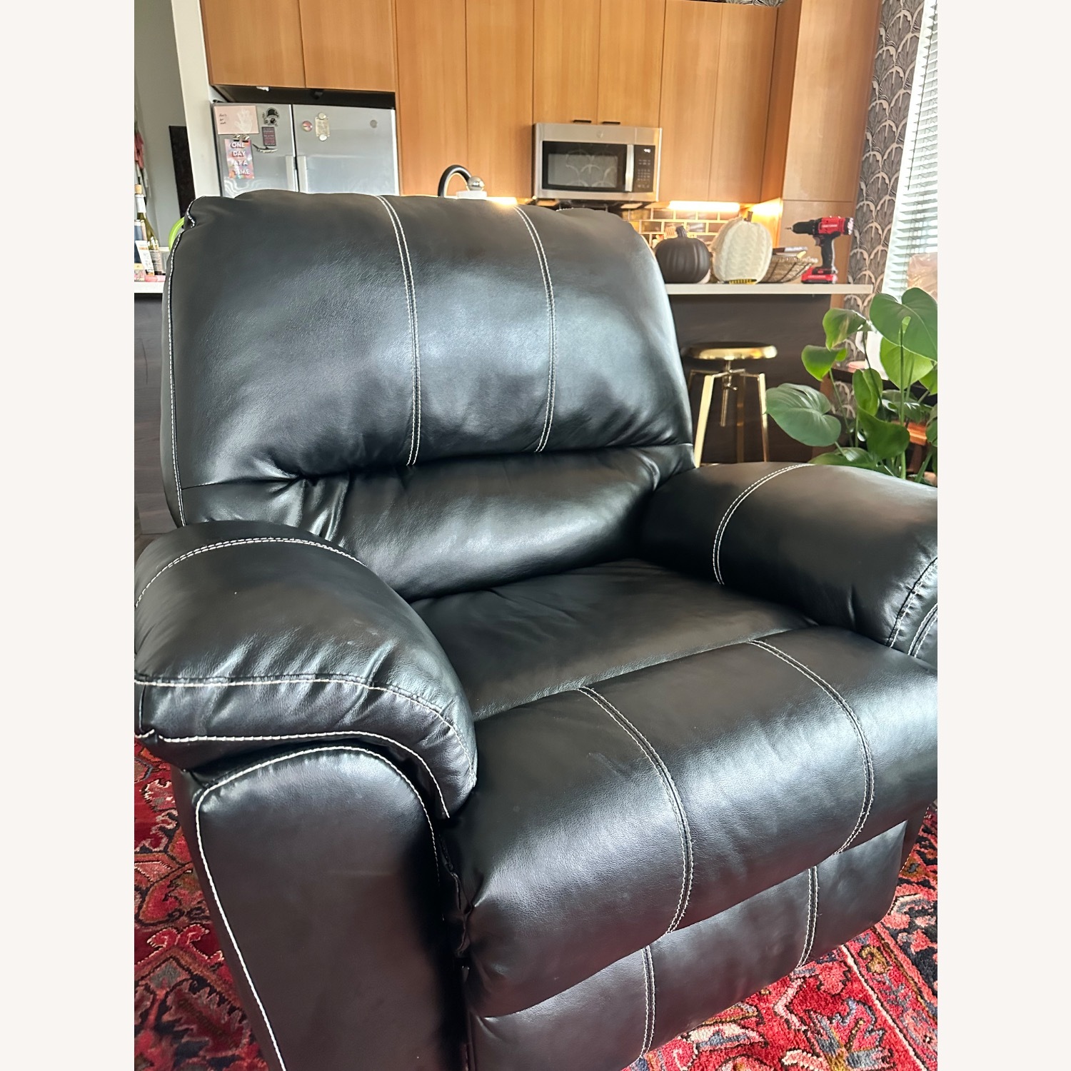 Black Faux Leather Recliner - image-9