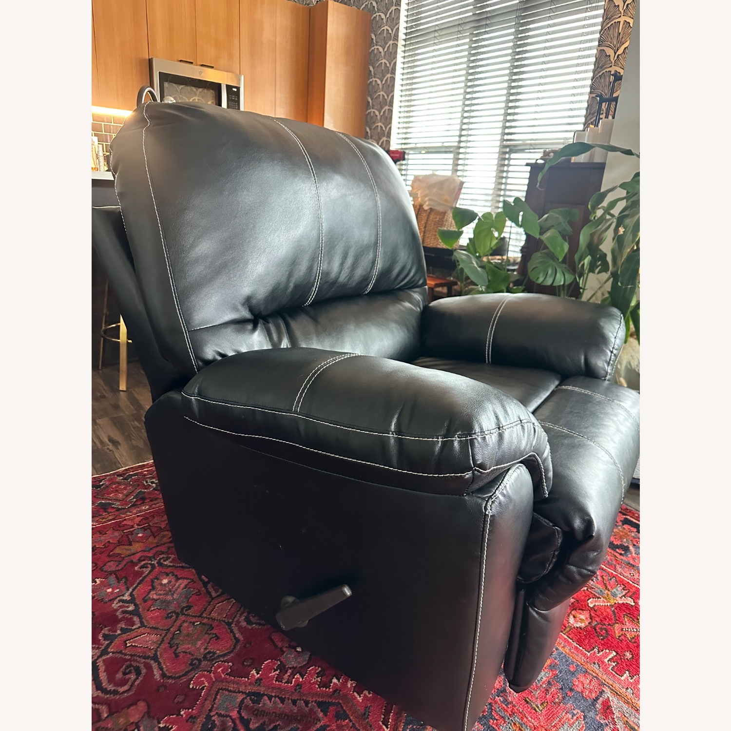 Black Faux Leather Recliner - image-6