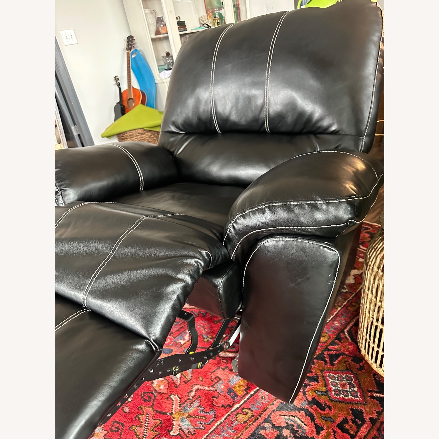 Black Faux Leather Recliner - image-3