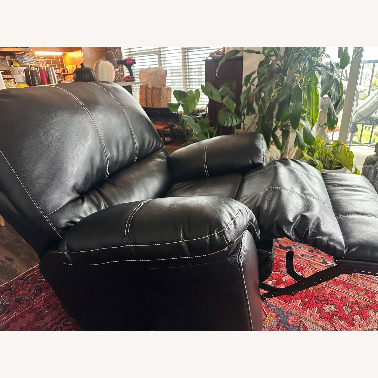 Black Faux Leather Recliner - image-5