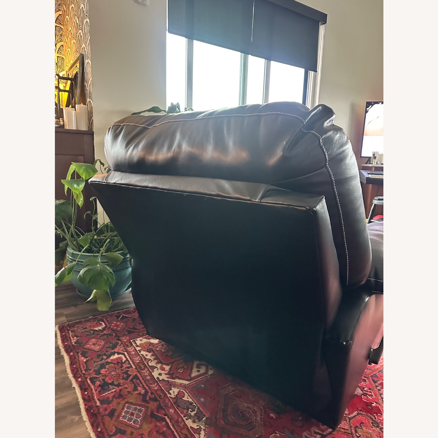 Black Faux Leather Recliner - image-7