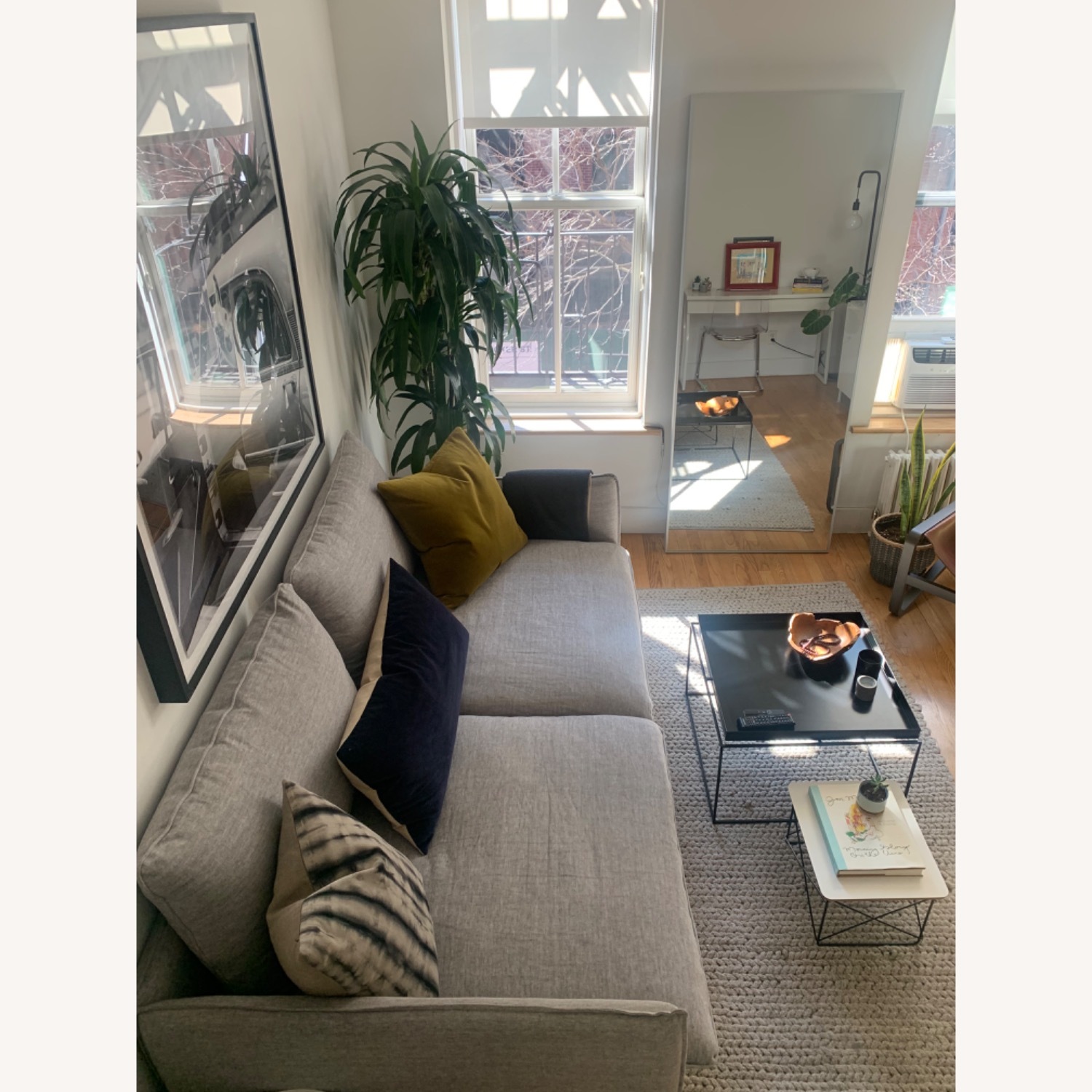 CB2 Lumis Light Gray Linen 2 Seater Sofa - image-2