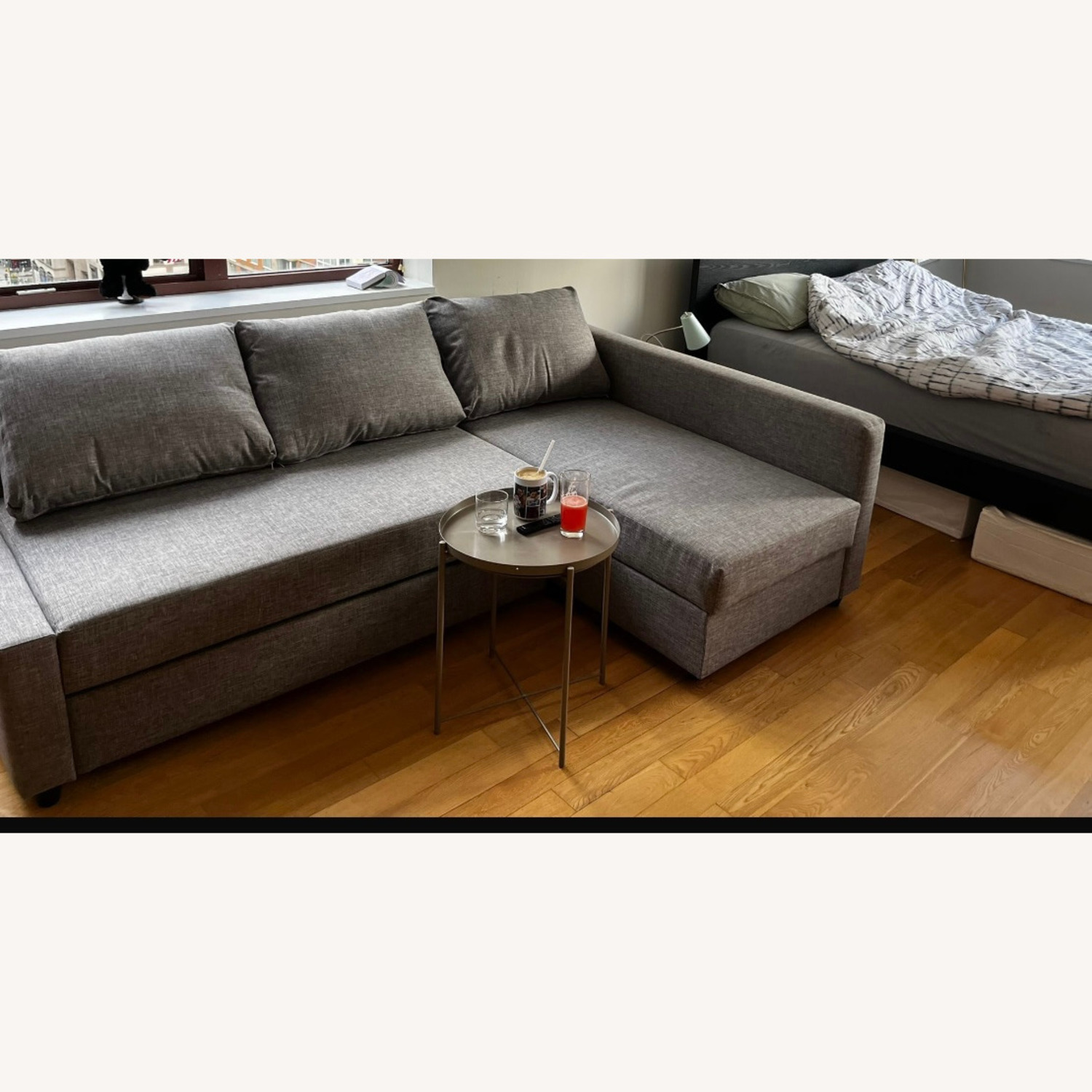 IKEA Friheten Light Gray Fabric Sleeper Sofa - image-1