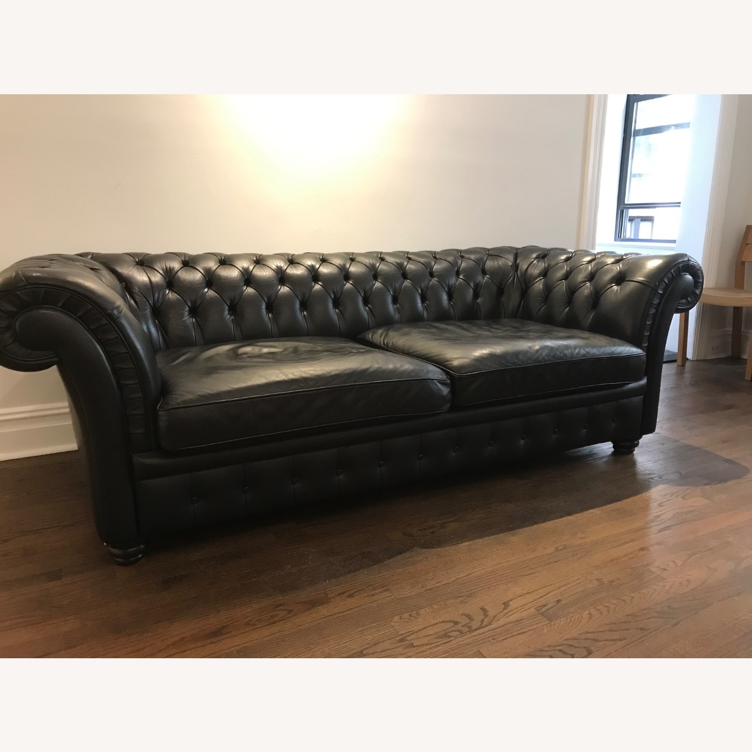 Classic Chesterfield Sofa in Black Leather - image-1