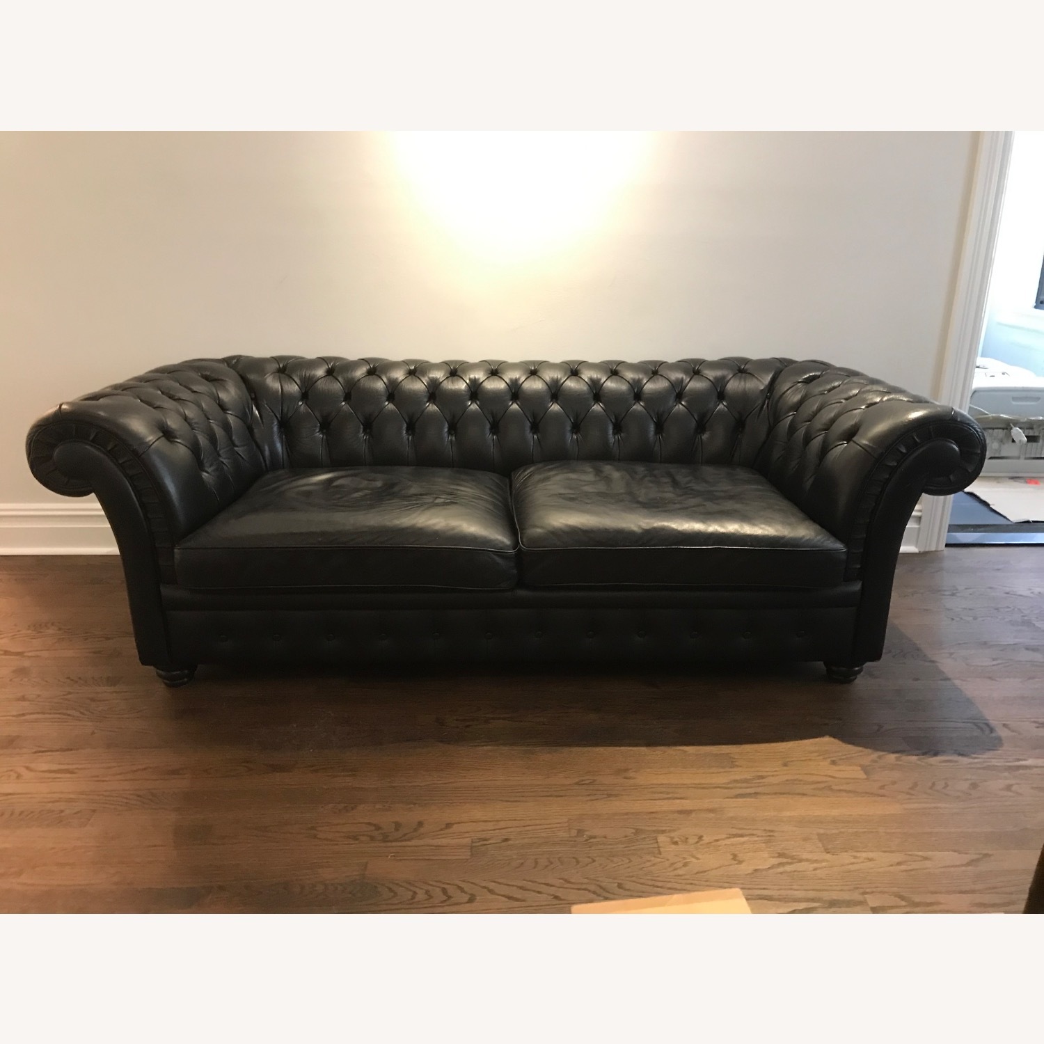 Classic Chesterfield Sofa in Black Leather - image-0