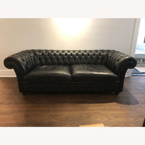 Used Classic Chesterfield Sofa in Black Leather for sale on AptDeco