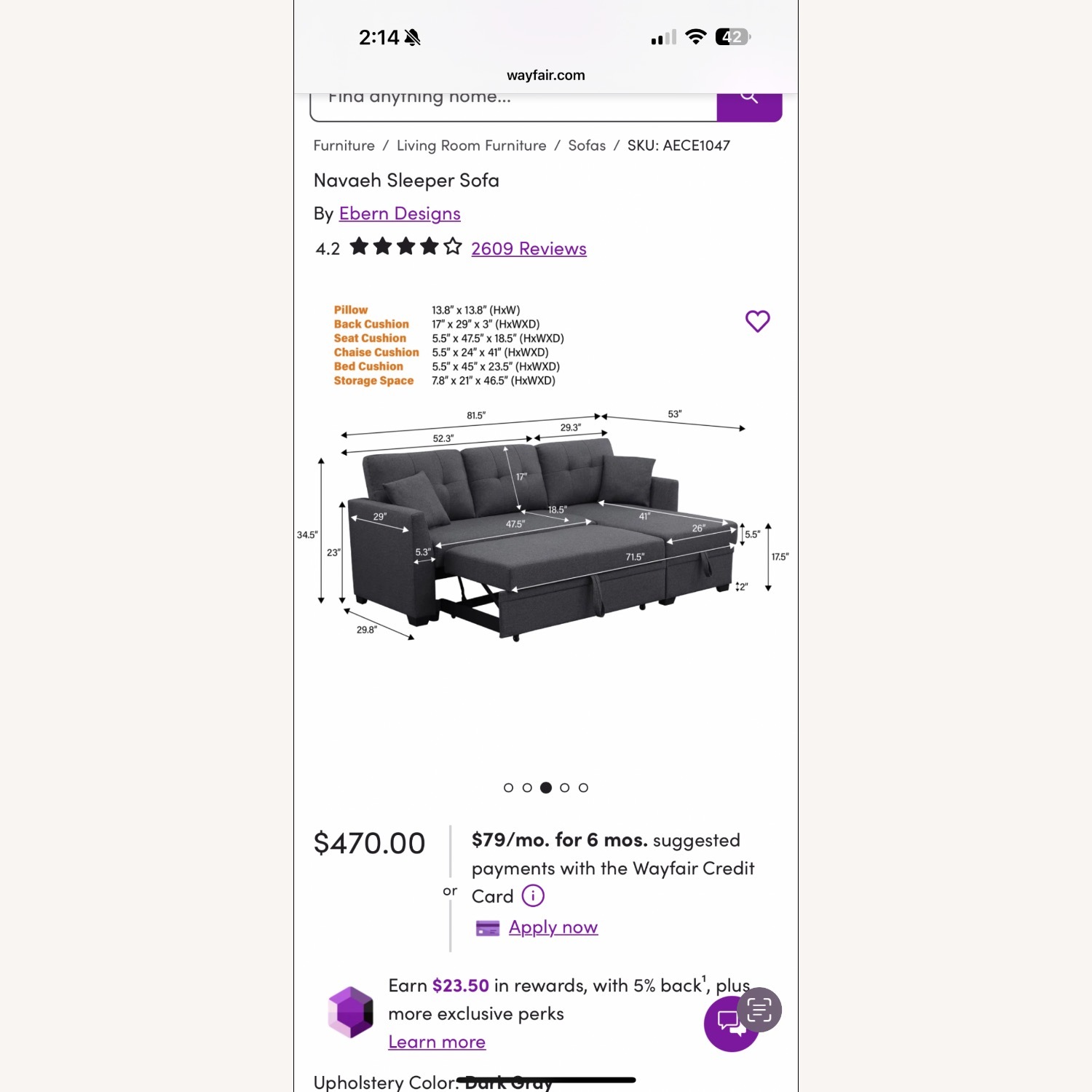Sleeper Sofa with Pull Out Bed - image-3