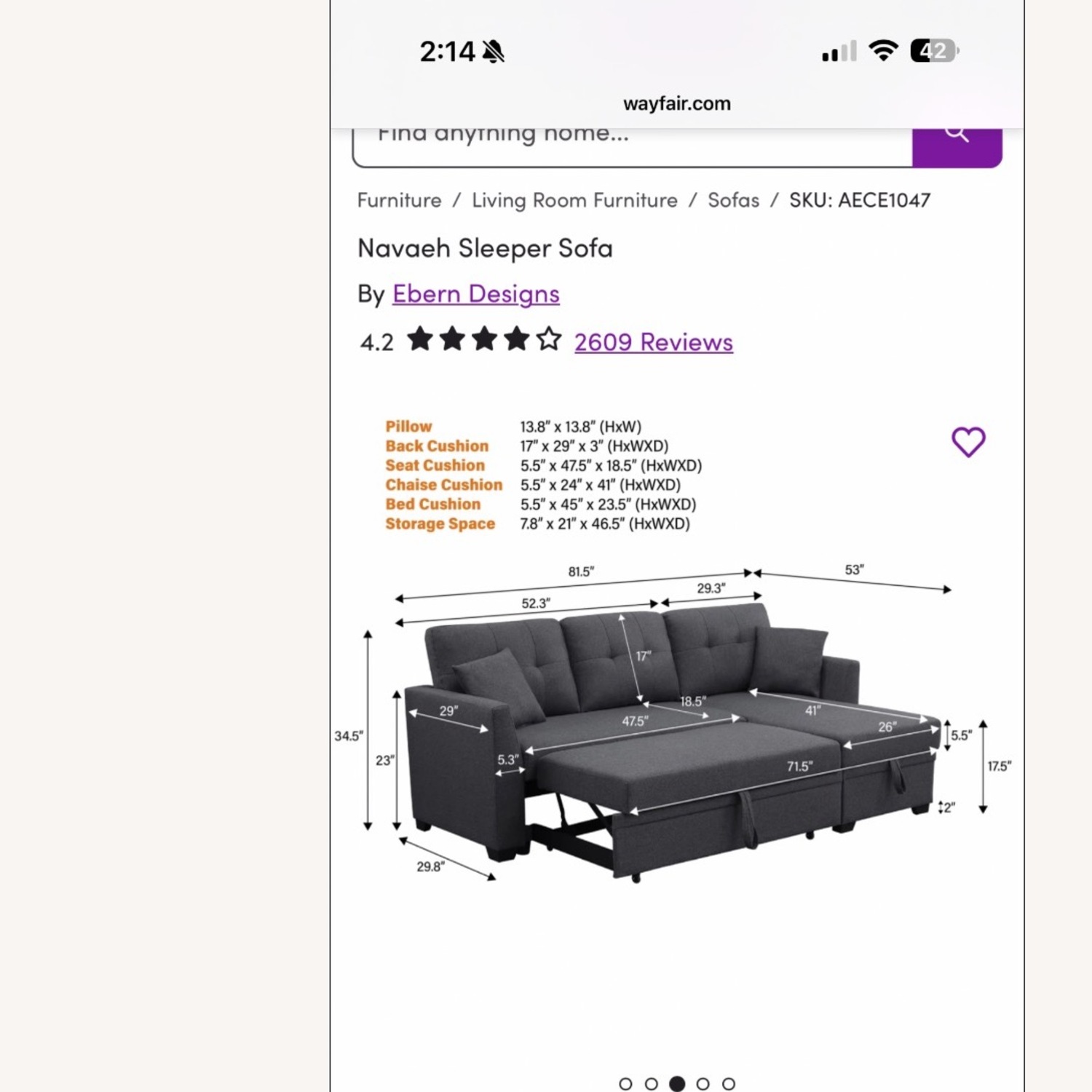 Sleeper Sofa with Pull Out Bed - image-2