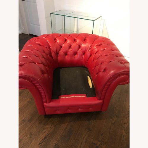 Used Classic Oversize Chair in Red Leather  for sale on AptDeco