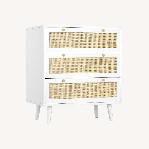 Used Amazon White Rattan Dresser - Set of 2 for sale on AptDeco