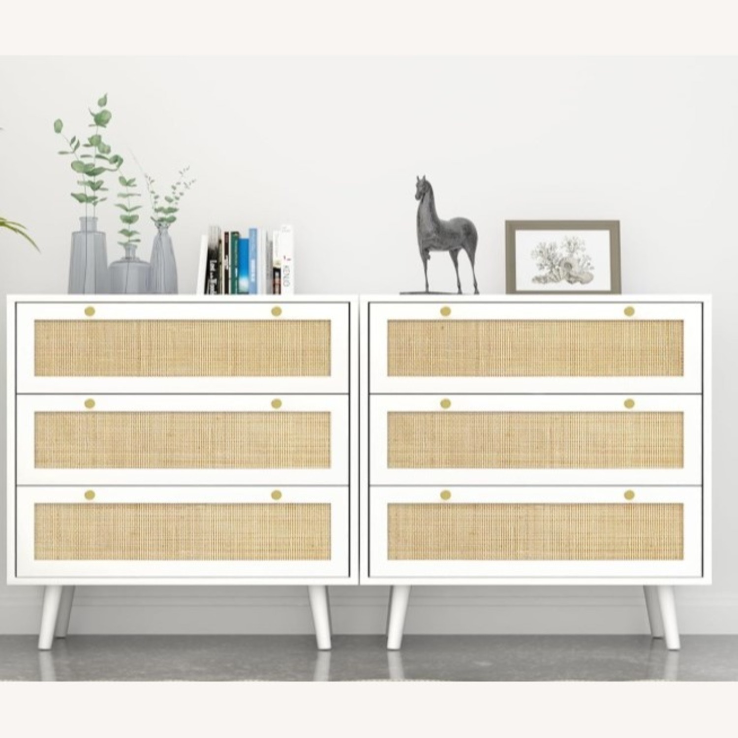Amazon White Rattan Dresser - Set of 2 - image-2
