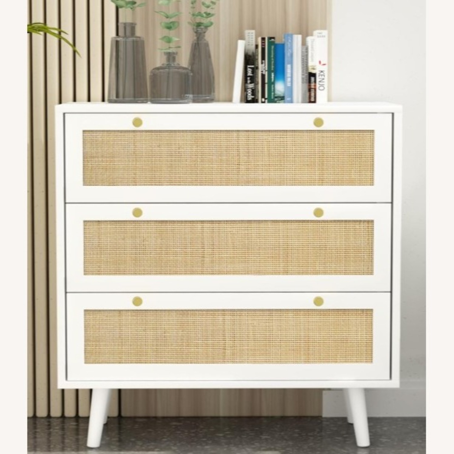 Amazon White Rattan Dresser - Set of 2 - image-1