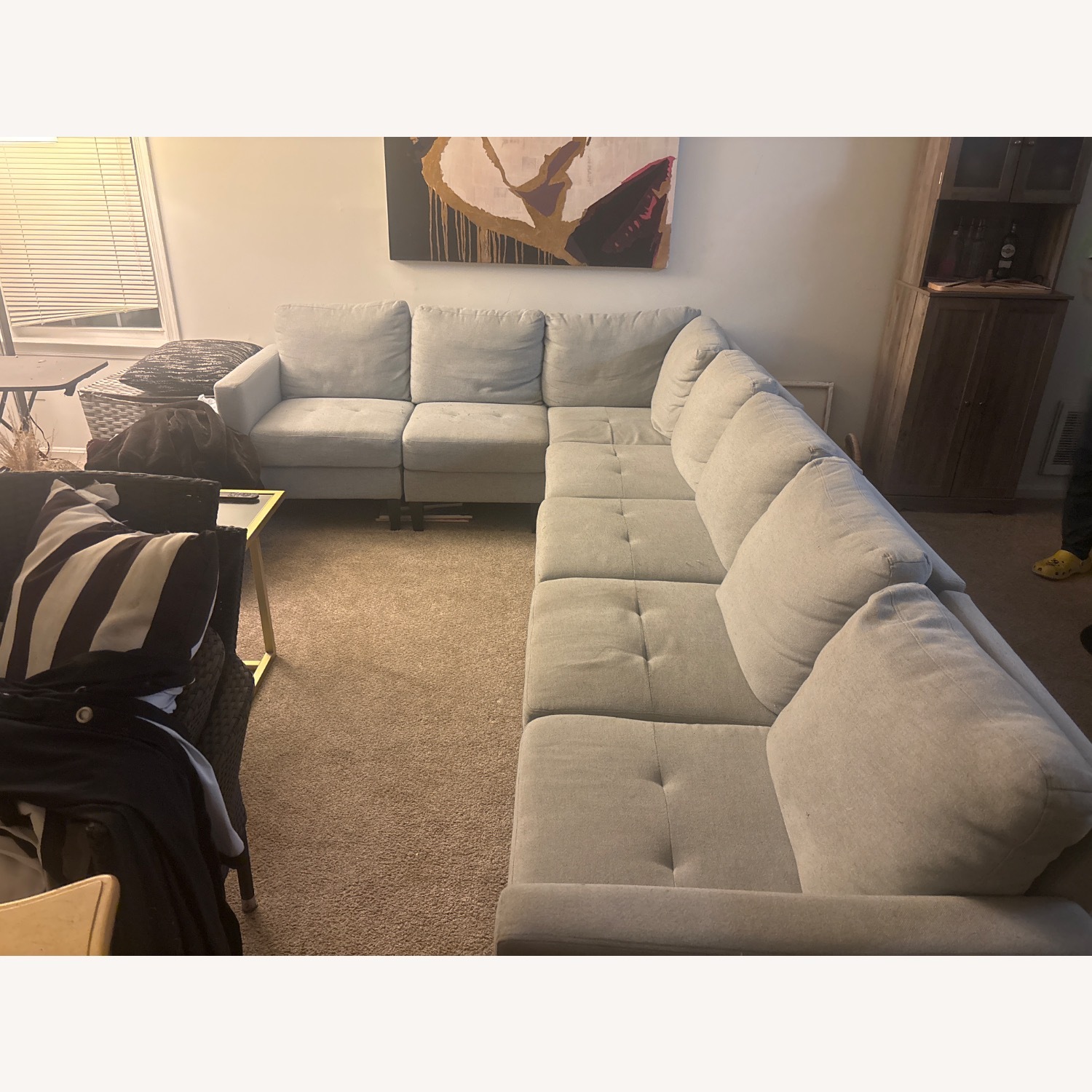 Light Gray Fabric 3+ Piece Sectional - image-5