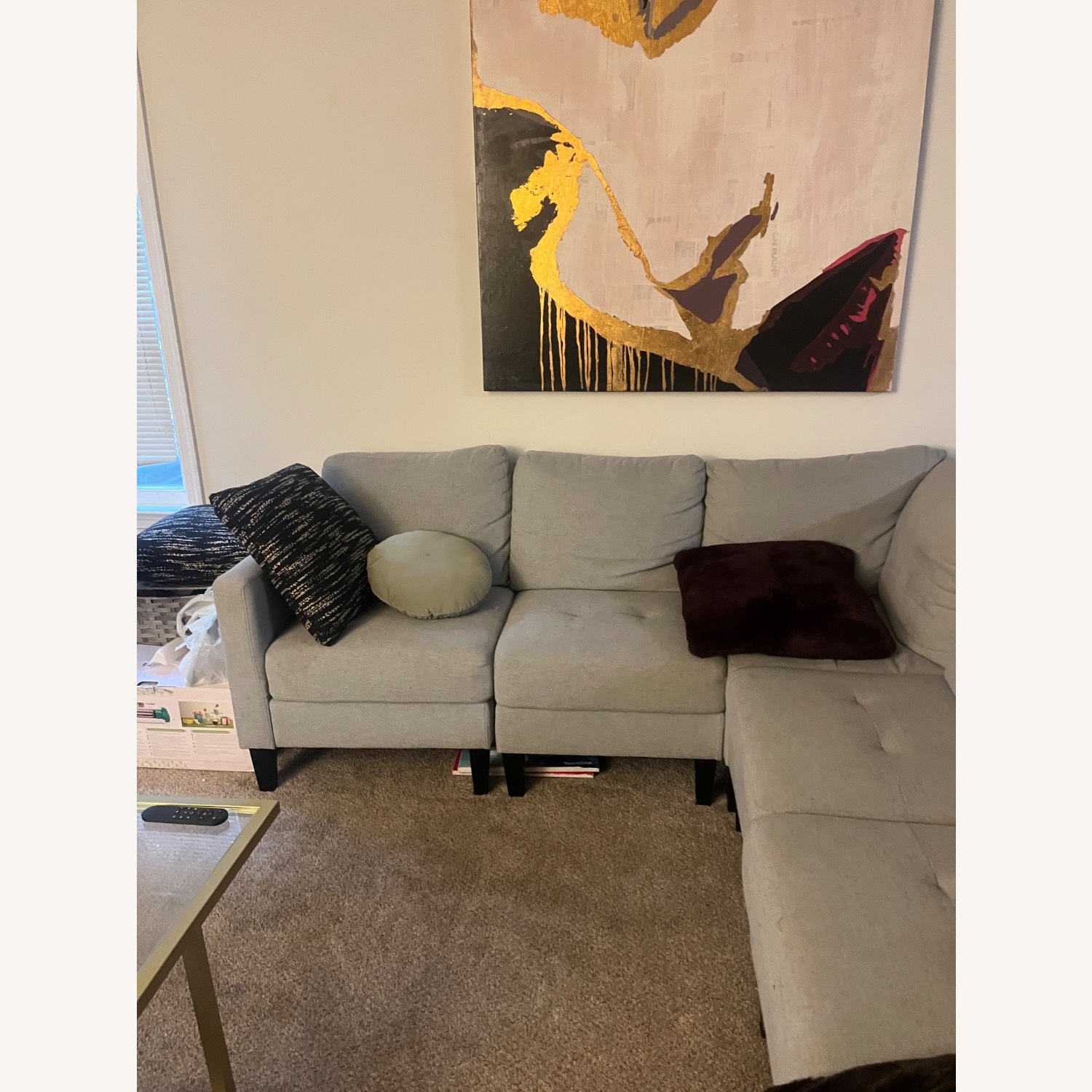 Light Gray Fabric 3+ Piece Sectional - image-2