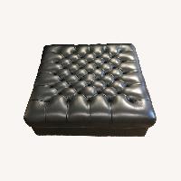 Black Leather Ottoman