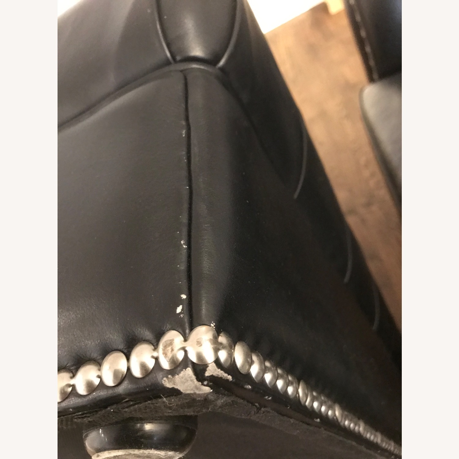 Black Leather Ottoman - image-3