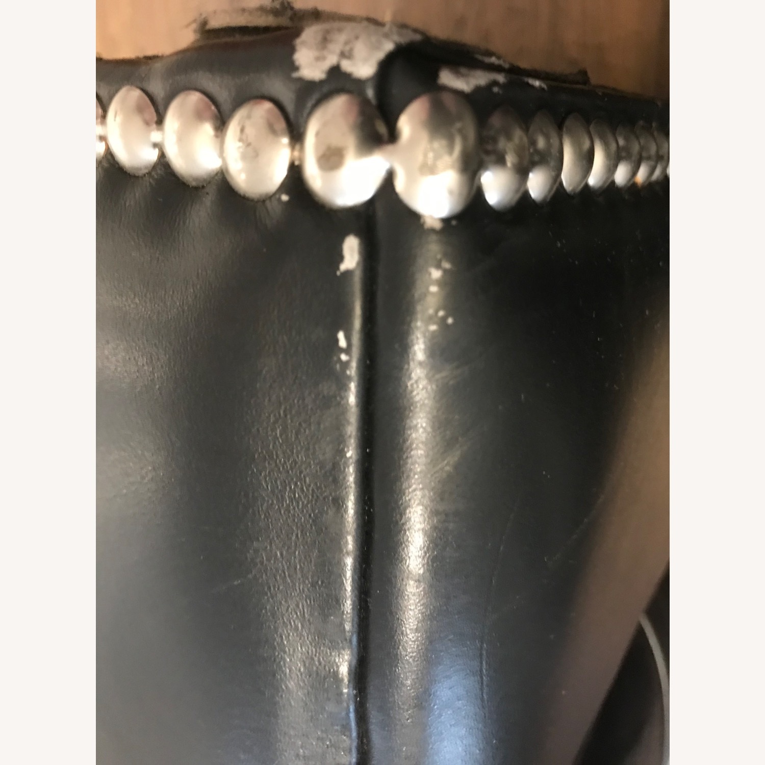 Black Leather Ottoman - image-4