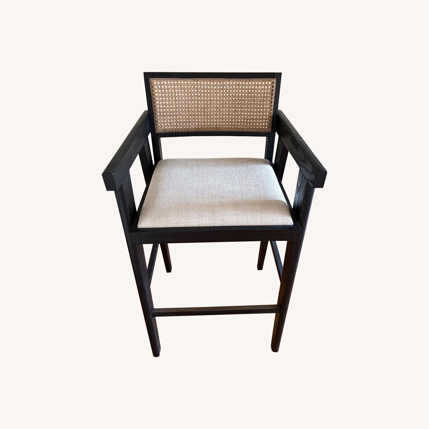 Pair of Arhaus Kroy Cane Back Barstools - image-0